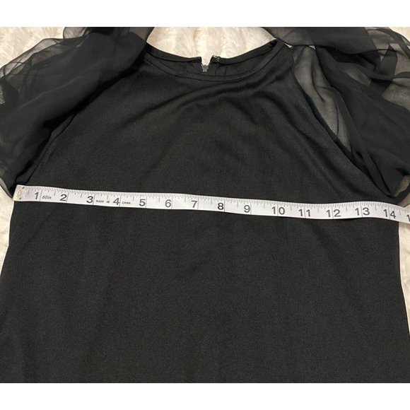 VTG Ayres Unlimited Black Sheath Midi Dress w/Sheer Sleeves Women Bust Size 29" - Picture 8 of 16